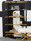 5 Shelf Unit In Champagne Finish and Black Frame | Allessi