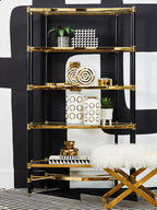 5 Shelf Unit In Champagne Finish and Black Frame | Allessi