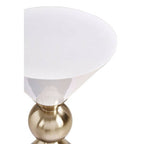 Gold and Black Metal Angular Side Table with White and Black Top and Rounded Base | Martini