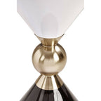 Gold and Black Metal Angular Side Table with White and Black Top and Rounded Base | Martini