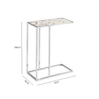 White and Silver Finish Semi-Precious Agate Side Table with Banded Pattern, Vita