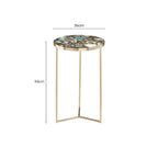 Gold and Assorted Warm Metallic Frame Agate Round Side Table | Vita