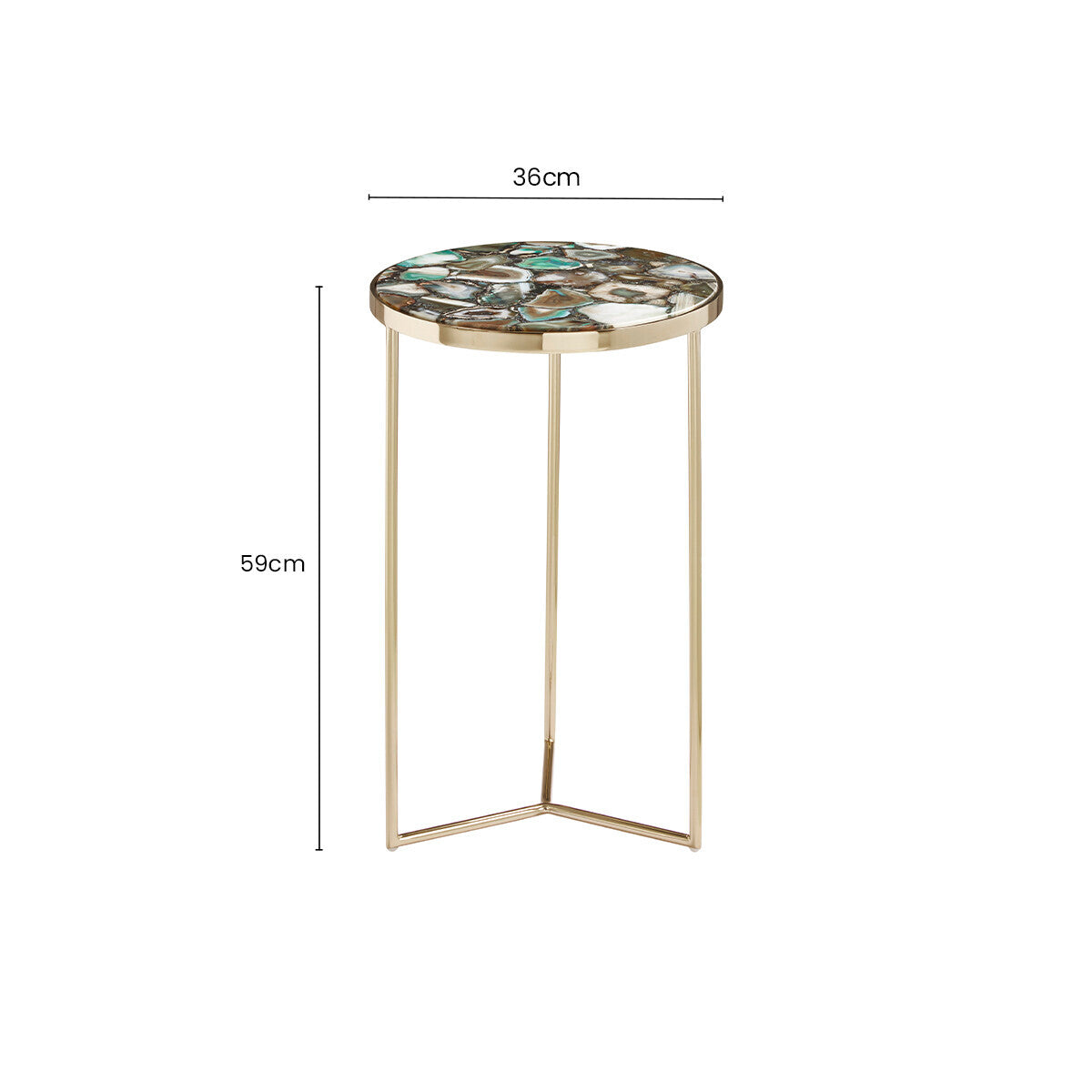Gold and Assorted Warm Metallic Frame Agate Round Side Table | Vita