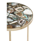 Gold and Assorted Warm Metallic Frame Agate Round Side Table | Vita