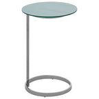 Silver Open Circular Base End Table with White Marble Effect Top | Oria