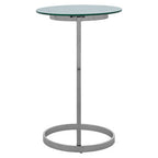 Silver Open Circular Base End Table with White Marble Effect Top | Oria