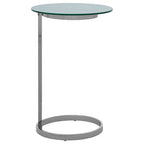 Silver Open Circular Base End Table with White Marble Effect Top | Oria