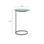 Silver Open Circular Base End Table with White Marble Effect Top | Oria
