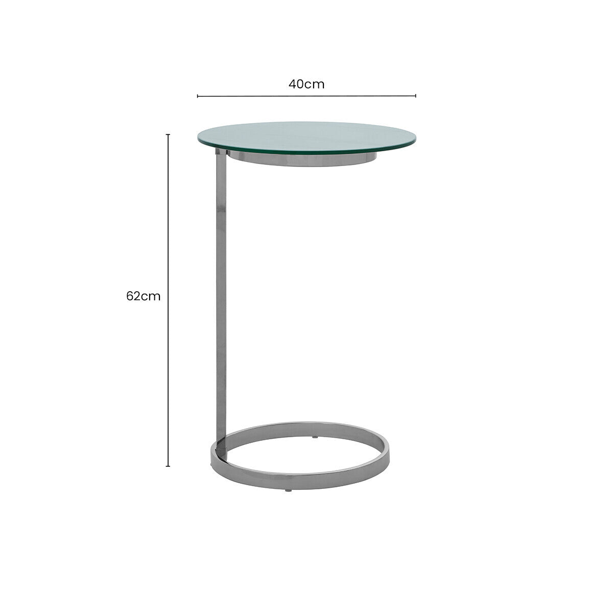 Silver Open Circular Base End Table with White Marble Effect Top | Oria