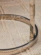 Silver Open Circular Base End Table with White Marble Effect Top | Oria