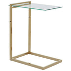 Gold Warm Metallic Finish End Table with Clear Tempered Glass Top | Oria