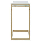 Gold Warm Metallic Finish End Table with Clear Tempered Glass Top | Oria