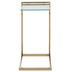 Gold Warm Metallic Finish End Table with Clear Tempered Glass Top | Oria