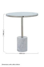 Silver Frame T-Shape End Table with White Marble Top, Oria
