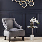 Silver Frame T-Shape End Table with White Marble Top, Oria
