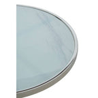 Silver Frame T-Shape End Table with White Marble Top, Oria