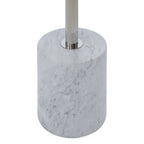 Silver Frame T-Shape End Table with White Marble Top, Oria