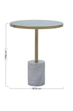 Gold Frame T-Shape End Table with White Marble Top, Oria