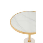 Gold Frame T-Shape End Table with White Marble Top, Oria