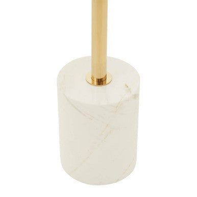 Gold Frame T-Shape End Table with White Marble Top, Oria
