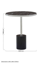 Silver Frame T-Shape End Table with Black Marble Top, Oria