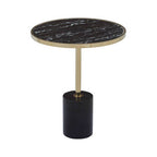 Gold Frame T-Shape End Table with Black Marble Top, Oria