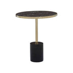 Gold Frame T-Shape End Table with Black Marble Top, Oria