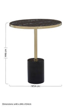 Gold Frame T-Shape End Table with Black Marble Top, Oria