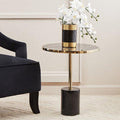 Gold Frame T-Shape End Table with Black Marble Top, Oria