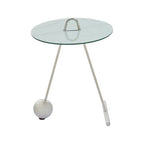 White Marble Effect Glass Top Round End Table | Oria