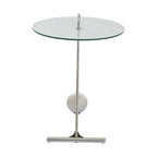 White Marble Effect Glass Top Round End Table | Oria
