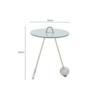 White Marble Effect Glass Top Round End Table | Oria