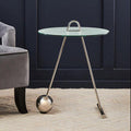 White Marble Effect Glass Top Round End Table | Oria