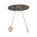 Black Marble Effect Top End Table with Gold Splayed Legs | Oria