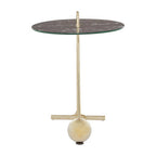 Black Marble Effect Top End Table with Gold Splayed Legs | Oria