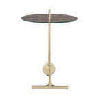 Black Marble Effect Top End Table with Gold Splayed Legs | Oria
