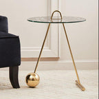 Black Marble Effect Top End Table with Gold Splayed Legs | Oria