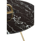 Black Marble Effect Top End Table with Gold Splayed Legs | Oria