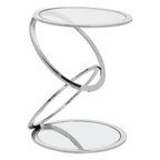 Silver Finish Rings Shaped Base End Table with Clear Glass Top | Oria