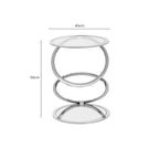 Silver Finish Rings Shaped Base End Table with Clear Glass Top | Oria