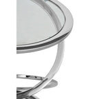 Silver Finish Rings Shaped Base End Table with Clear Glass Top | Oria