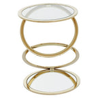 Gold Finish Rings Shaped Base End Table with Clear Glass Top | Oria
