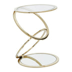 Gold Finish Rings Shaped Base End Table with Clear Glass Top | Oria