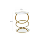 Gold Finish Rings Shaped Base End Table with Clear Glass Top | Oria