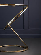 Gold Finish Rings Shaped Base End Table with Clear Glass Top | Oria