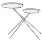 Silver Glass Top 2 Tier Round Side Table | Oria
