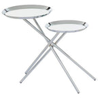 Silver Glass Top 2 Tier Round Side Table | Oria