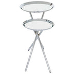 Silver Glass Top 2 Tier Round Side Table | Oria