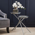 Silver Glass Top 2 Tier Round Side Table | Oria