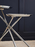 Silver Glass Top 2 Tier Round Side Table | Oria